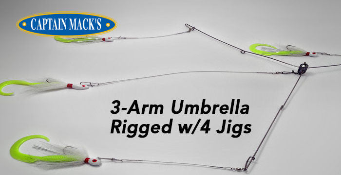 3 Arm Super A-Rig Jr. Alabama Style Umbrella Rig Ready to Fish